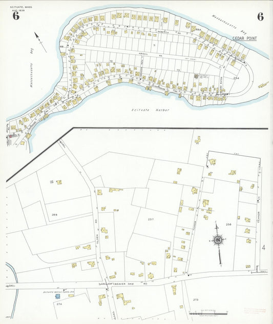 Sanborn Fire Insurance Map from Scituate, Plymouth County, Massachusetts (1939), Sheet #0006 - Historic Sanborn Fire Insurance Map Print, vintage old map wall art, antique decor, genealogy gift, Massachusetts Massachusetts map