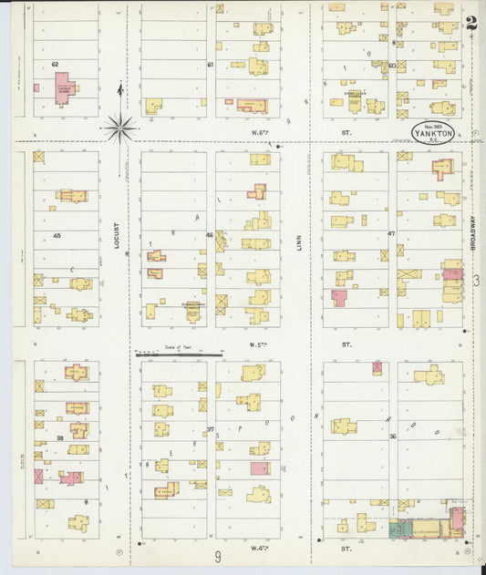 Sanborn Fire Insurance Map from Yankton, Yankton County, South Dakota (1903), Sheet #0002 - Historic Sanborn Fire Insurance Map Print, vintage old map wall art, antique decor, genealogy gift, South Dakota South Dakota map