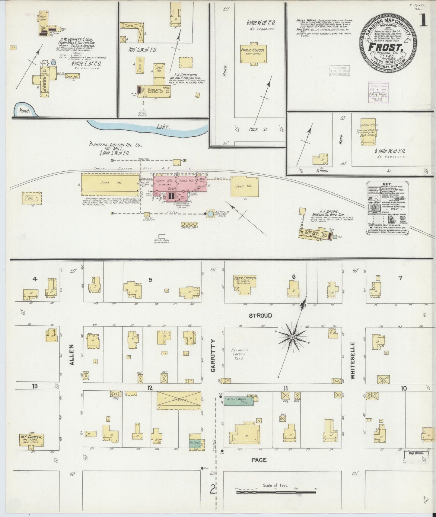 Sanborn Fire Insurance Map from Frost, Navarro County, Texas. (1904) – Historic Sanborn Fire Insurance Map Print