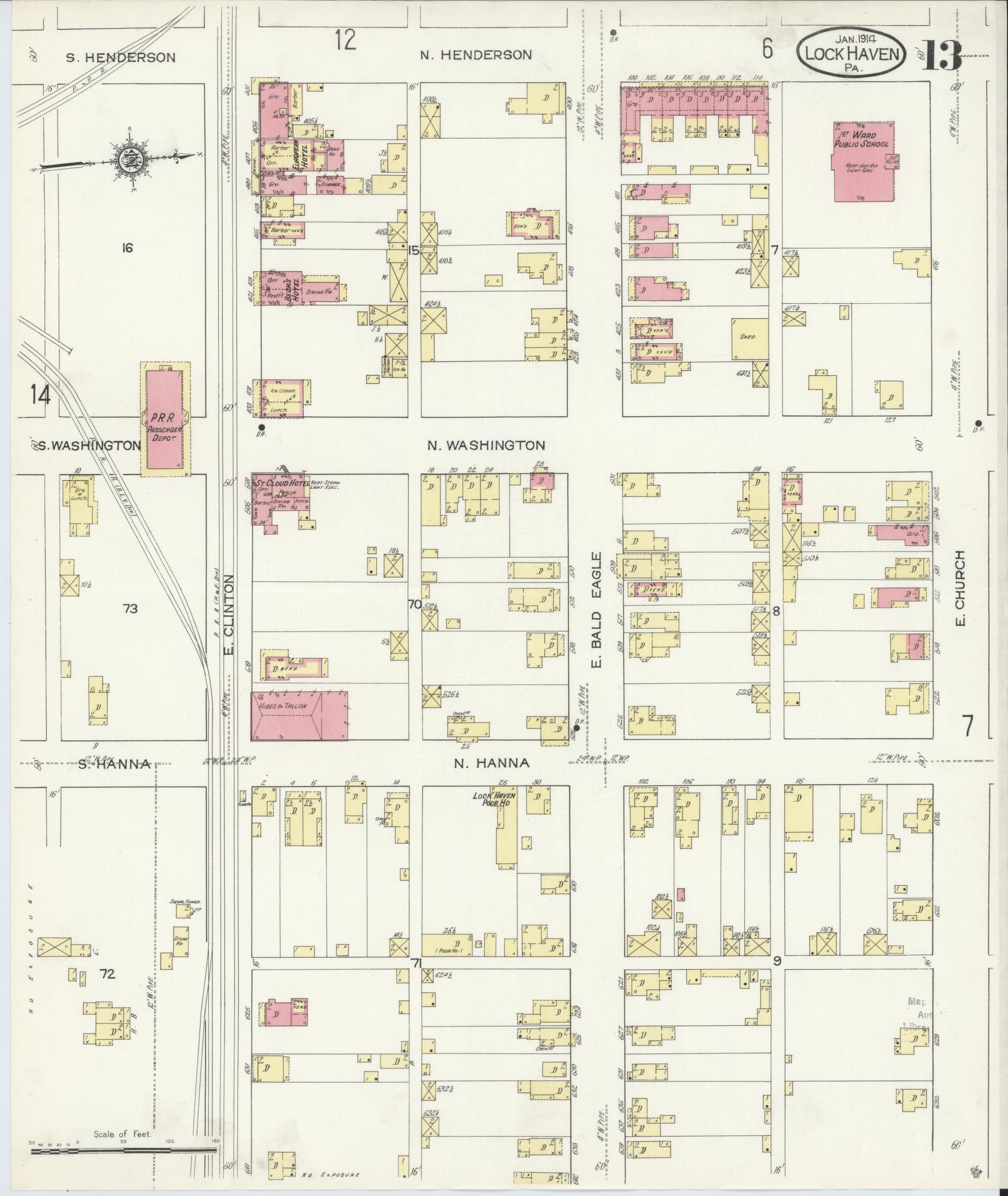 Sanborn Fire Insurance Map from Lock Haven, Clinton County, Pennsylvania (1914), Sheet #0013 - Complete Map Set gallery image, historic Sanborn map, vintage wall art, Pennsylvania Pennsylvania