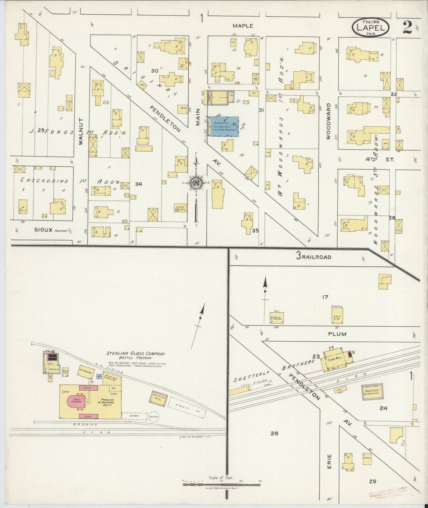 Sanborn Fire Insurance Map from Lapel, Madison County, Indiana (1918), Sheet #0002 - Complete Map Set gallery image, historic Sanborn map, vintage wall art, Indiana Indiana