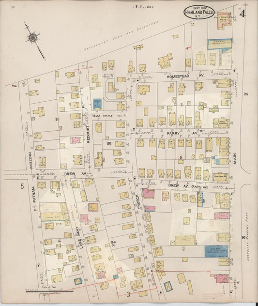 Sanborn Fire Insurance Map from Highland Falls, Orange County, New York (1937), Sheet #0004 - Historic Sanborn Fire Insurance Map Print, vintage old map wall art, antique decor, genealogy gift, New York New York map