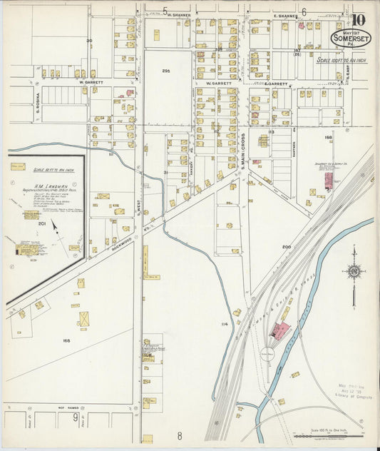 Sanborn Fire Insurance Map from Somerset, Somerset County, Pennsylvania (1917), Sheet #0010 - Historic Sanborn Fire Insurance Map Print, vintage old map wall art, antique decor, genealogy gift, Pennsylvania Pennsylvania map