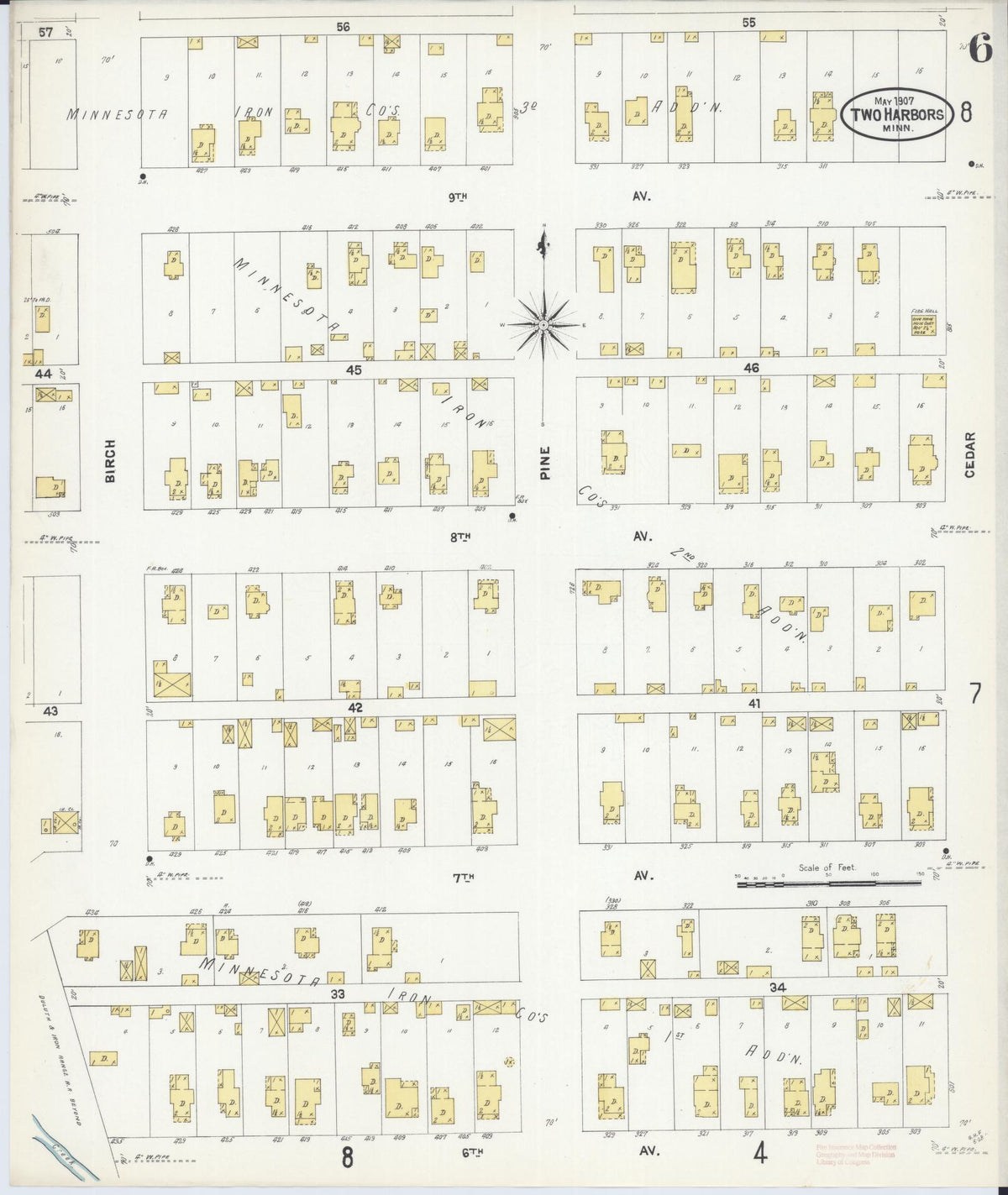 Sanborn Fire Insurance Map from Two Harbors, Lake County, Minnesota (1907), Sheet #0006 - Historic Sanborn Fire Insurance Map Print, vintage old map wall art, antique decor, genealogy gift, Minnesota Minnesota map