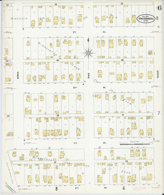 Sanborn Fire Insurance Map from Two Harbors, Lake County, Minnesota (1907), Sheet #0006 - Historic Sanborn Fire Insurance Map Print, vintage old map wall art, antique decor, genealogy gift, Minnesota Minnesota map