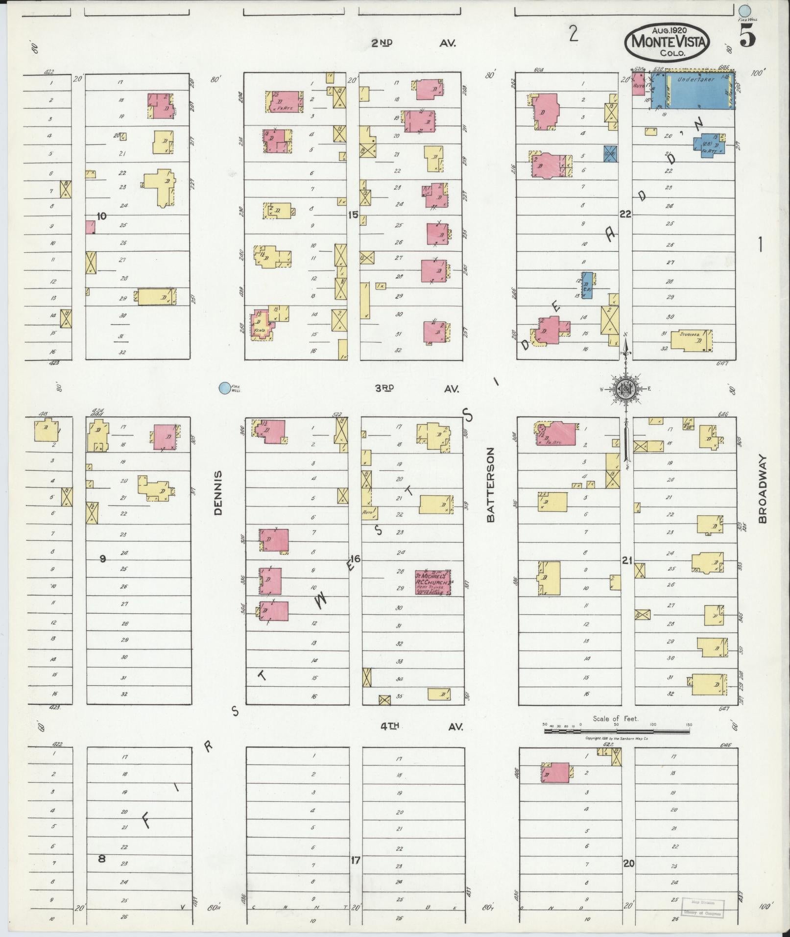 Sanborn Fire Insurance Map from Monte Vista, Rio Grande County, Colorado (1920), Sheet #0005 - Complete Map Set gallery image, historic Sanborn map, vintage wall art, Colorado Colorado