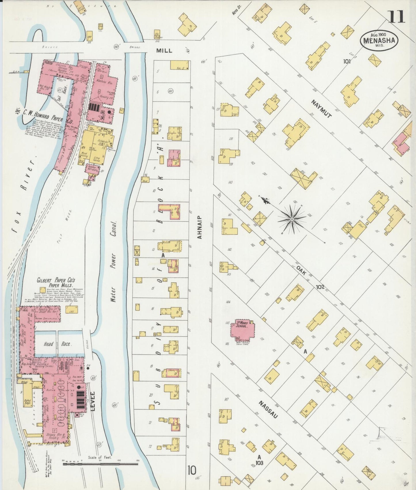 Sanborn Fire Insurance Map from Menasha, Winnebago County, Wisconsin (1900), Sheet #0011 - Complete Map Set gallery image, historic Sanborn map, vintage wall art, Wisconsin Wisconsin