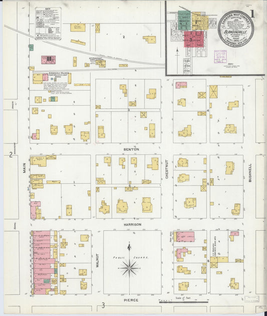 Sanborn Fire Insurance Map from Blandinsville, Mcdonough County, Illinois (1906), Sheet #0001 - Historic Sanborn Fire Insurance Map Print, vintage old map wall art, antique decor, genealogy gift, Illinois Illinois map