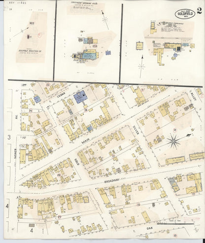 Sanborn Fire Insurance Map from Goldfield, Esmeralda County, Nevada (1917), Sheet #0002 - Complete Map Set gallery image, historic Sanborn map, vintage wall art, Nevada Nevada