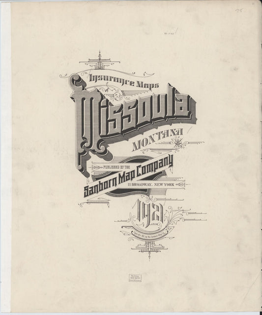 Sanborn Fire Insurance Map from Missoula, Missoula County, Montana (1921), Sheet #0001 - Historic Sanborn Fire Insurance Map Print, vintage old map wall art, antique decor, genealogy gift, Montana Montana map
