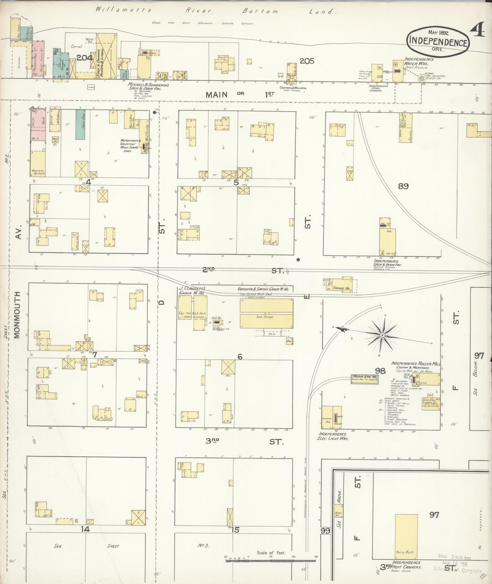 Sanborn Fire Insurance Map from Independence, Polk County, Oregon (1892), Sheet #0004 - Complete Map Set gallery image, historic Sanborn map, vintage wall art, Oregon Oregon