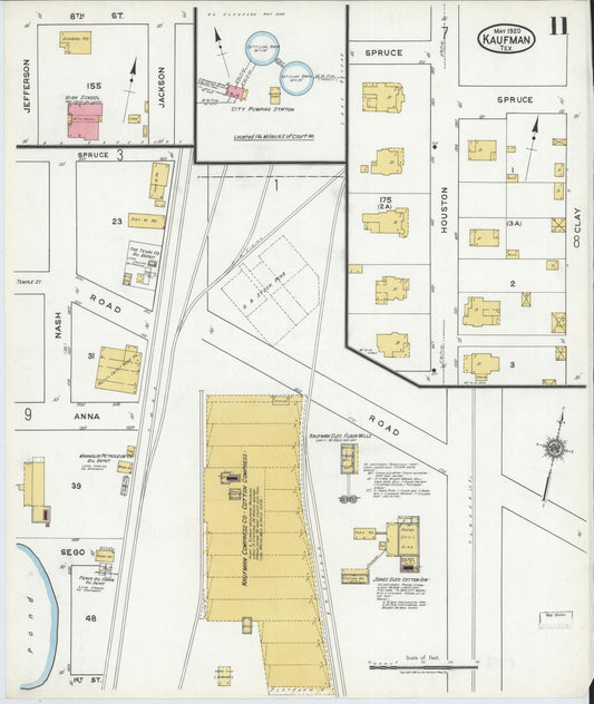 Sanborn Fire Insurance Map from Kaufman, Kaufman County, Texas (1920), Sheet #0011 - Historic Sanborn Fire Insurance Map Print, vintage old map wall art, antique decor, genealogy gift, Texas Texas map