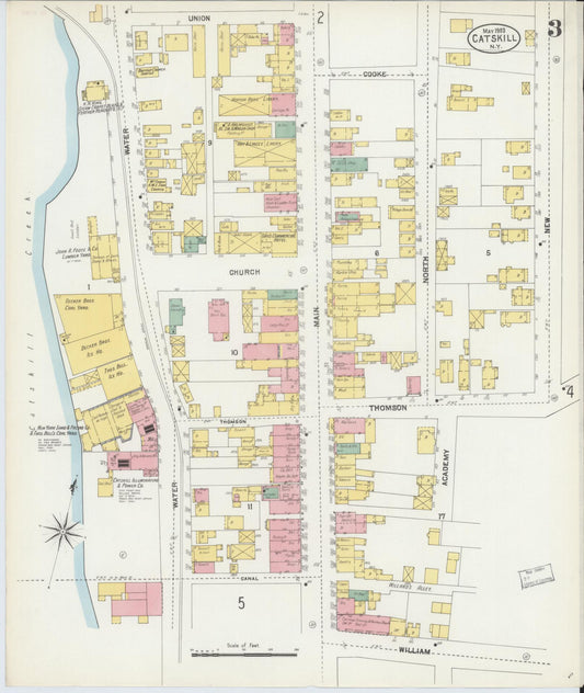 Sanborn Fire Insurance Map from Catskill, Greene County, New York (1903), Sheet #0003 - Historic Sanborn Fire Insurance Map Print, vintage old map wall art, antique decor, genealogy gift, New York New York map