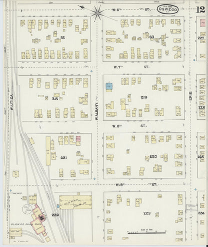 Sanborn Fire Insurance Map from Oswego, Oswego County, New York (1890), Sheet #0012 - Historic Sanborn Fire Insurance Map Print, vintage old map wall art, antique decor, genealogy gift, New York New York map