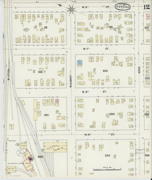 Sanborn Fire Insurance Map from Oswego, Oswego County, New York (1890), Sheet #0012 - Historic Sanborn Fire Insurance Map Print, vintage old map wall art, antique decor, genealogy gift, New York New York map