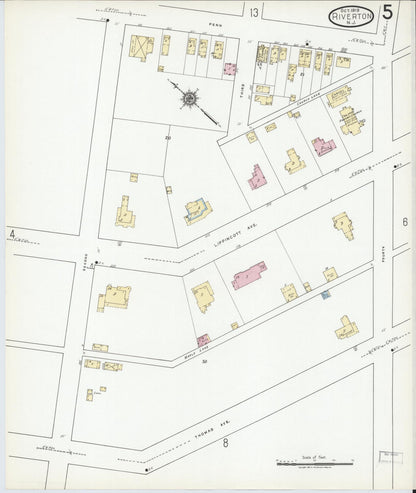 Sanborn Fire Insurance Map from Riverton, Burlington County, New Jersey (1919), Sheet #0005 - Complete Map Set gallery image, historic Sanborn map, vintage wall art, New Jersey New Jersey