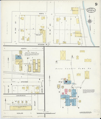 Sanborn Fire Insurance Map from Geneva, Kane County, Illinois (1912), Sheet #0009 - Complete Map Set gallery image, historic Sanborn map, vintage wall art, Illinois Illinois