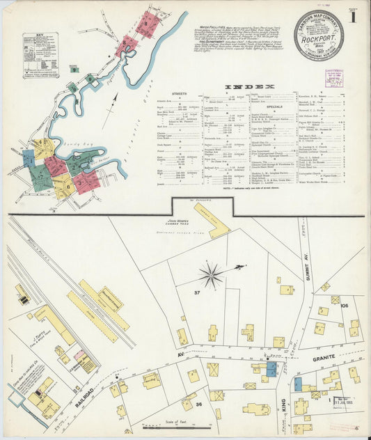 Sanborn Fire Insurance Map from Rockport, Essex County, Massachusetts (1907), Sheet #0001 - Complete Map Set gallery image, historic Sanborn map, vintage wall art, Massachusetts Massachusetts