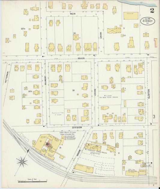 Sanborn Fire Insurance Map from Sidney, Delaware County, New York (1903), Sheet #0002 - Historic Sanborn Fire Insurance Map Print, vintage old map wall art, antique decor, genealogy gift, Sidney Delaware map