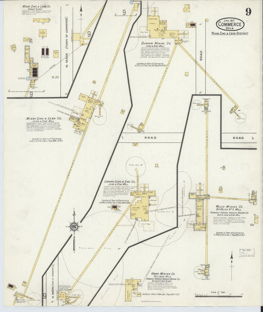 Sanborn Fire Insurance Map from Commerce, Ottawa County, Oklahoma (1917), Sheet #0009 - Historic Sanborn Fire Insurance Map Print, vintage old map wall art, antique decor, genealogy gift, Oklahoma Oklahoma map