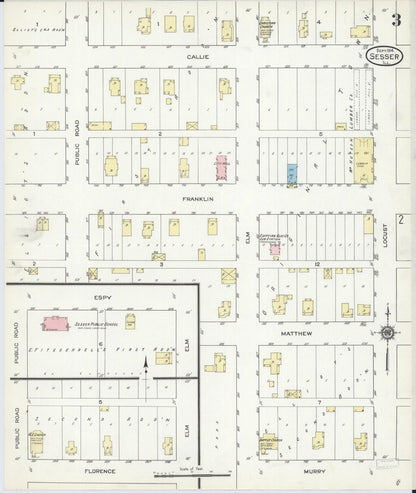Sanborn Fire Insurance Map from Sesser, Franklin County, Illinois (1914), Sheet #0003 - Complete Map Set gallery image, historic Sanborn map, vintage wall art, Illinois Illinois