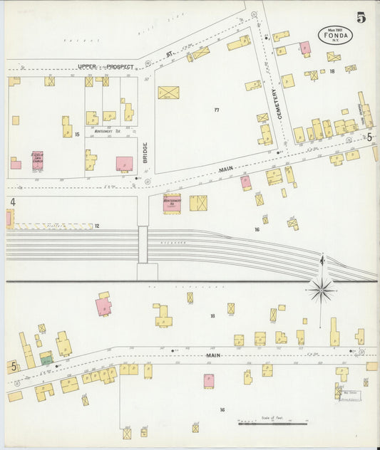 Sanborn Fire Insurance Map from Fonda, Montgomery County, New York (1901), Sheet #0005 - Historic Sanborn Fire Insurance Map Print, vintage old map wall art, antique decor, genealogy gift, New York New York map