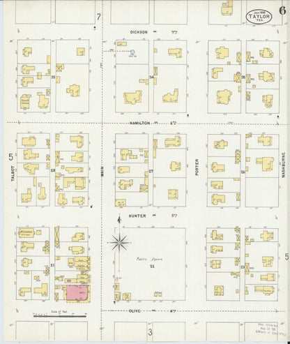 Sanborn Fire Insurance Map from Taylor, Williamson County, Texas (1898), Sheet #0006 - Complete Map Set gallery image, historic Sanborn map, vintage wall art, Texas Texas
