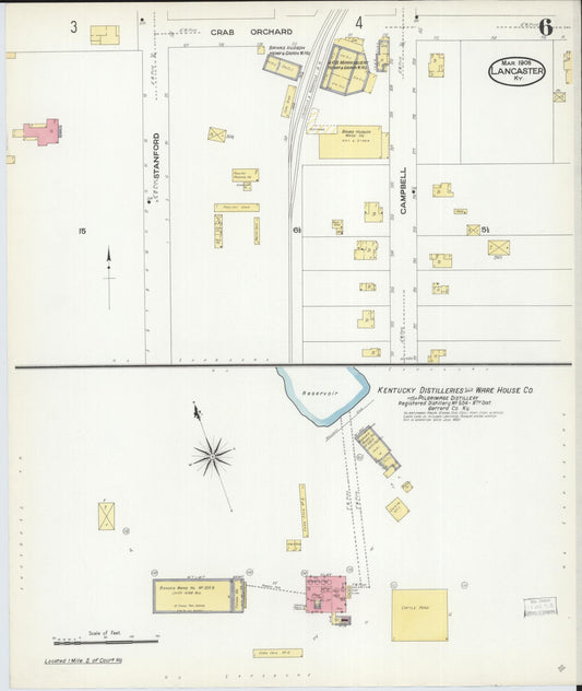 Sanborn Fire Insurance Map from Lancaster, Garrard County, Kentucky (1908), Sheet #0006 - Historic Sanborn Fire Insurance Map Print, vintage old map wall art, antique decor, genealogy gift, Kentucky Kentucky map