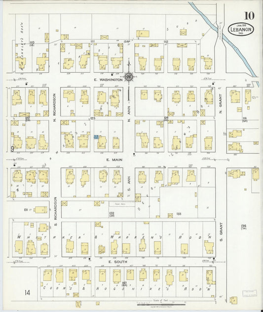 Sanborn Fire Insurance Map from Lebanon, Boone County, Indiana (1919), Sheet #0010 - Historic Sanborn Fire Insurance Map Print, vintage old map wall art, antique decor, genealogy gift, Indiana Indiana map