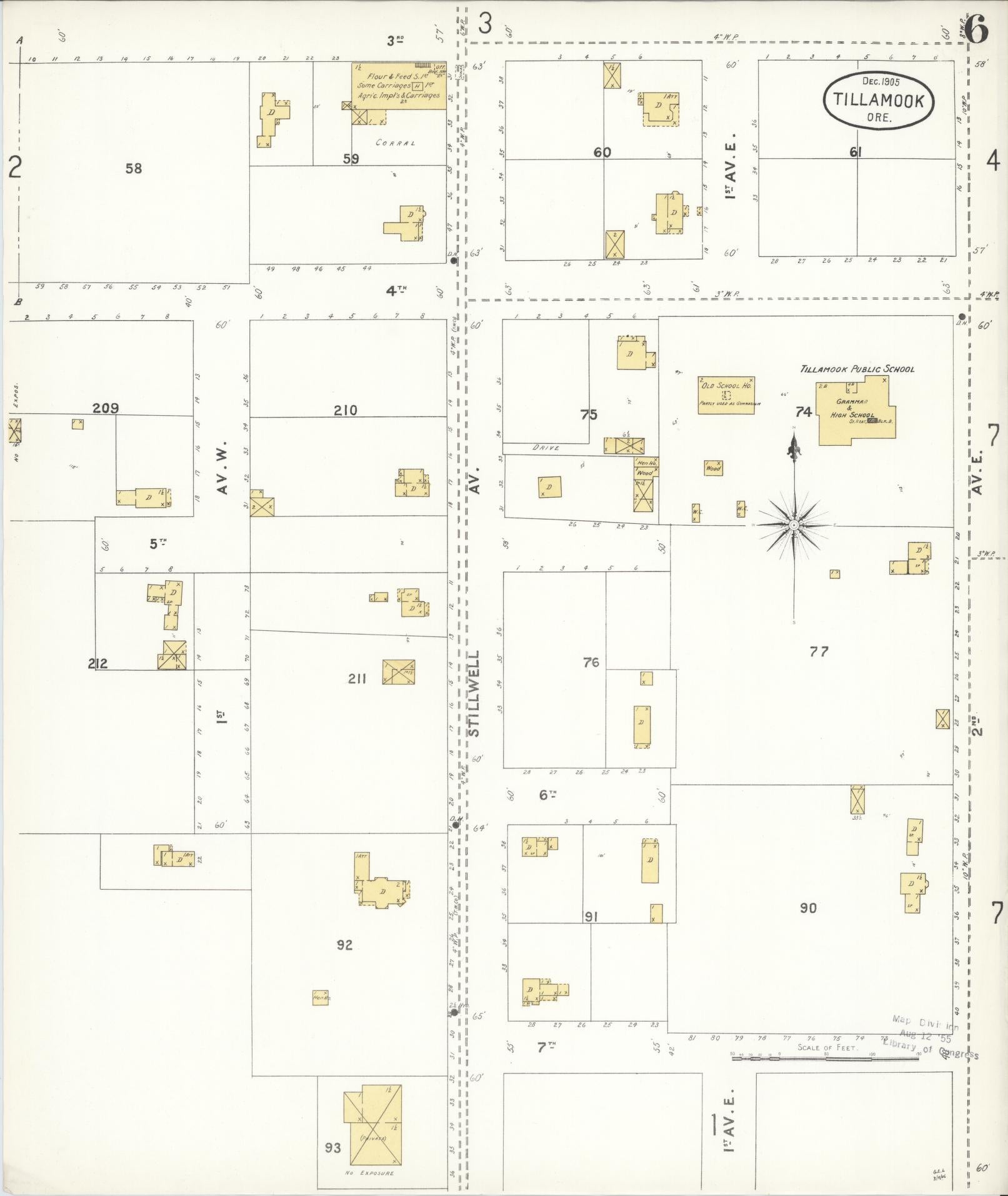 Sanborn Fire Insurance Map from Tillamook, Tillamook County, Oregon (1905), Sheet #0006 - Complete Map Set gallery image, historic Sanborn map, vintage wall art, Oregon Oregon