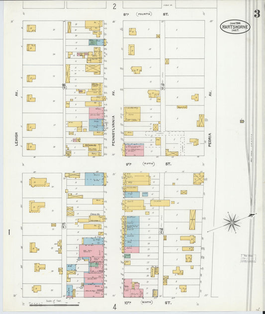 Sanborn Fire Insurance Map from Hartshorne, Pittsburg County, Oklahoma (1904), Sheet #0003 - Historic Sanborn Fire Insurance Map Print, vintage old map wall art, antique decor, genealogy gift, Oklahoma Oklahoma map