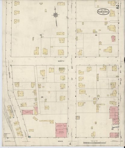 Sanborn Fire Insurance Map from Albemarle, Stanley County, North Carolina (1913), Sheet #0002 - Complete Map Set gallery image, historic Sanborn map, vintage wall art, North Carolina North Carolina