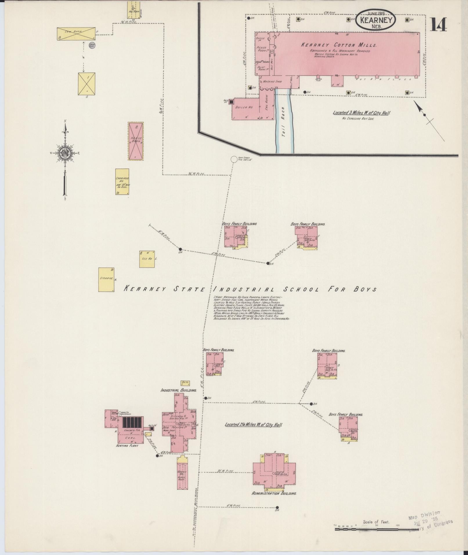 Sanborn Fire Insurance Map from Kearney, Buffalo County, Nebraska (1915), Sheet #0014 - Historic Sanborn Fire Insurance Map Print, vintage old map wall art, antique decor, genealogy gift, Nebraska Nebraska map