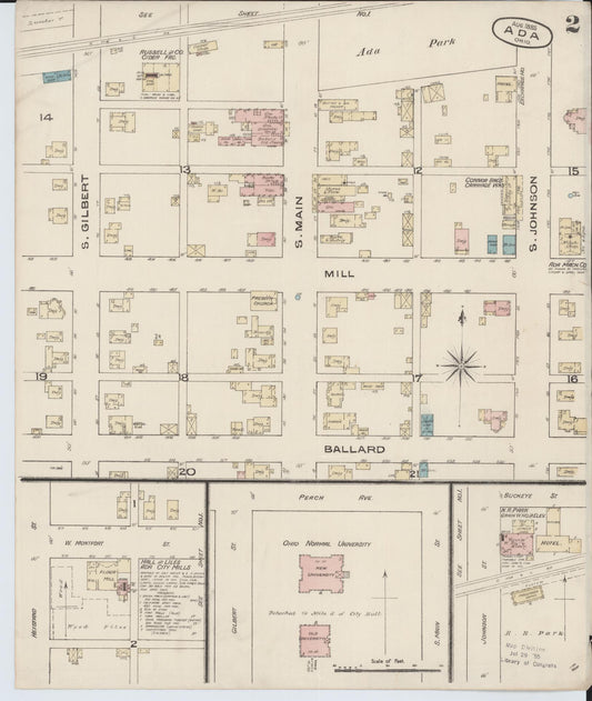 Sanborn Fire Insurance Map from Ada, Hardin County, Ohio (1885), Sheet #0002 - Historic Sanborn Fire Insurance Map Print, vintage old map wall art, antique decor, genealogy gift, Ohio Ohio map