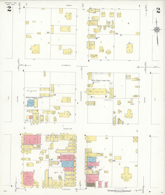 Sanborn Fire Insurance Map from Refugio, Refugio County, Texas (1935), Sheet #0002 - Historic Sanborn Fire Insurance Map Print, vintage old map wall art, antique decor, genealogy gift, Texas Texas map