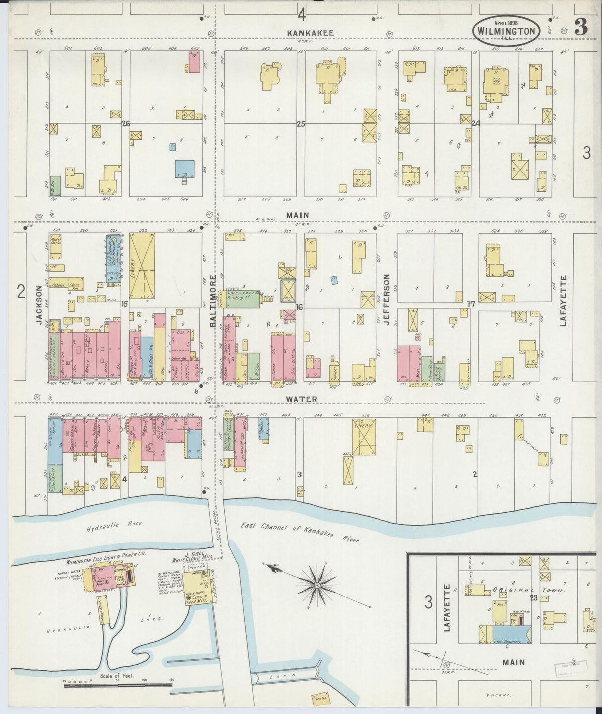 Sanborn Fire Insurance Map from Wilmington, Will County, Illinois (1898), Sheet #0003 - Historic Sanborn Fire Insurance Map Print, vintage old map wall art, antique decor, genealogy gift, Illinois Illinois map
