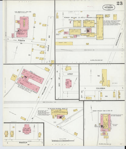 Sanborn Fire Insurance Map from Newark, Licking County, Ohio (1899), Sheet #0023 - Historic Sanborn Fire Insurance Map Print, vintage old map wall art, antique decor, genealogy gift, Ohio Ohio map