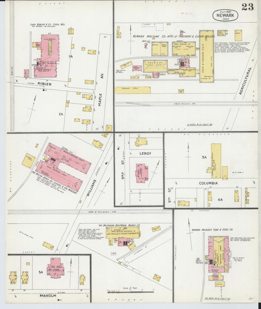 Sanborn Fire Insurance Map from Newark, Licking County, Ohio (1899), Sheet #0023 - Historic Sanborn Fire Insurance Map Print, vintage old map wall art, antique decor, genealogy gift, Ohio Ohio map