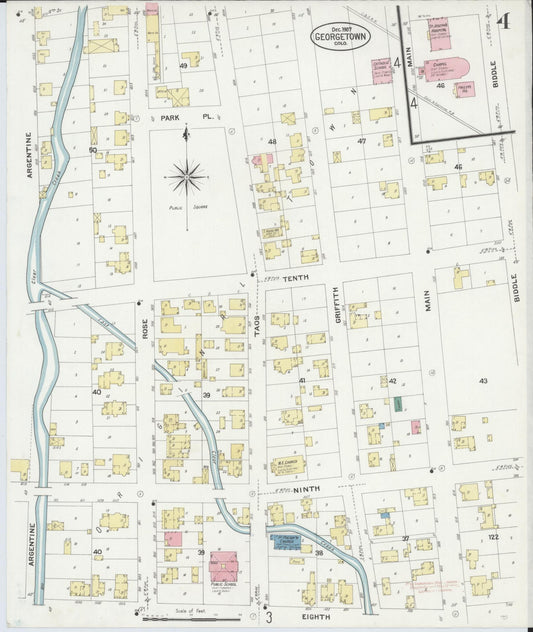 Sanborn Fire Insurance Map from Georgetown, Clear Creek County, Colorado (1907), Sheet #0004 - Historic Sanborn Fire Insurance Map Print, vintage old map wall art, antique decor, genealogy gift, Colorado Colorado map