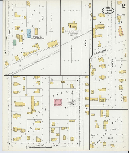 Sanborn Fire Insurance Map from Clinton, Rock County, Wisconsin (1899), Sheet #0002 - Historic Sanborn Fire Insurance Map Print, vintage old map wall art, antique decor, genealogy gift, Wisconsin Wisconsin map