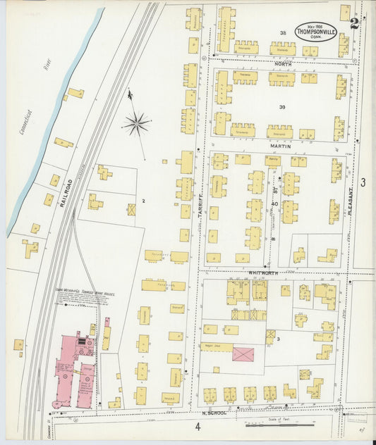 Sanborn Fire Insurance Map from Thompsonville, Hartford County, Connecticut (1905), Sheet #0002 - Historic Sanborn Fire Insurance Map Print, vintage old map wall art, antique decor, genealogy gift, Connecticut Connecticut map