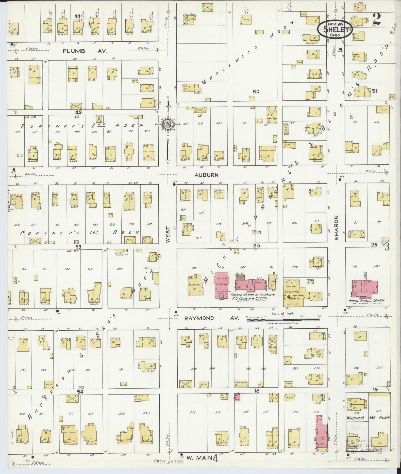 Sanborn Fire Insurance Map from Shelby, Richland County, Ohio (1919), Sheet #0002 - Historic Sanborn Fire Insurance Map Print, vintage old map wall art, antique decor, genealogy gift, Ohio Ohio map