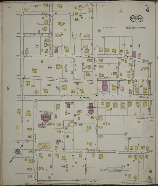 Sanborn Fire Insurance Map from Madison, Morgan County, Georgia (1941), Sheet #0004 - Historic Sanborn Fire Insurance Map Print, vintage old map wall art, antique decor, genealogy gift, Georgia Georgia map