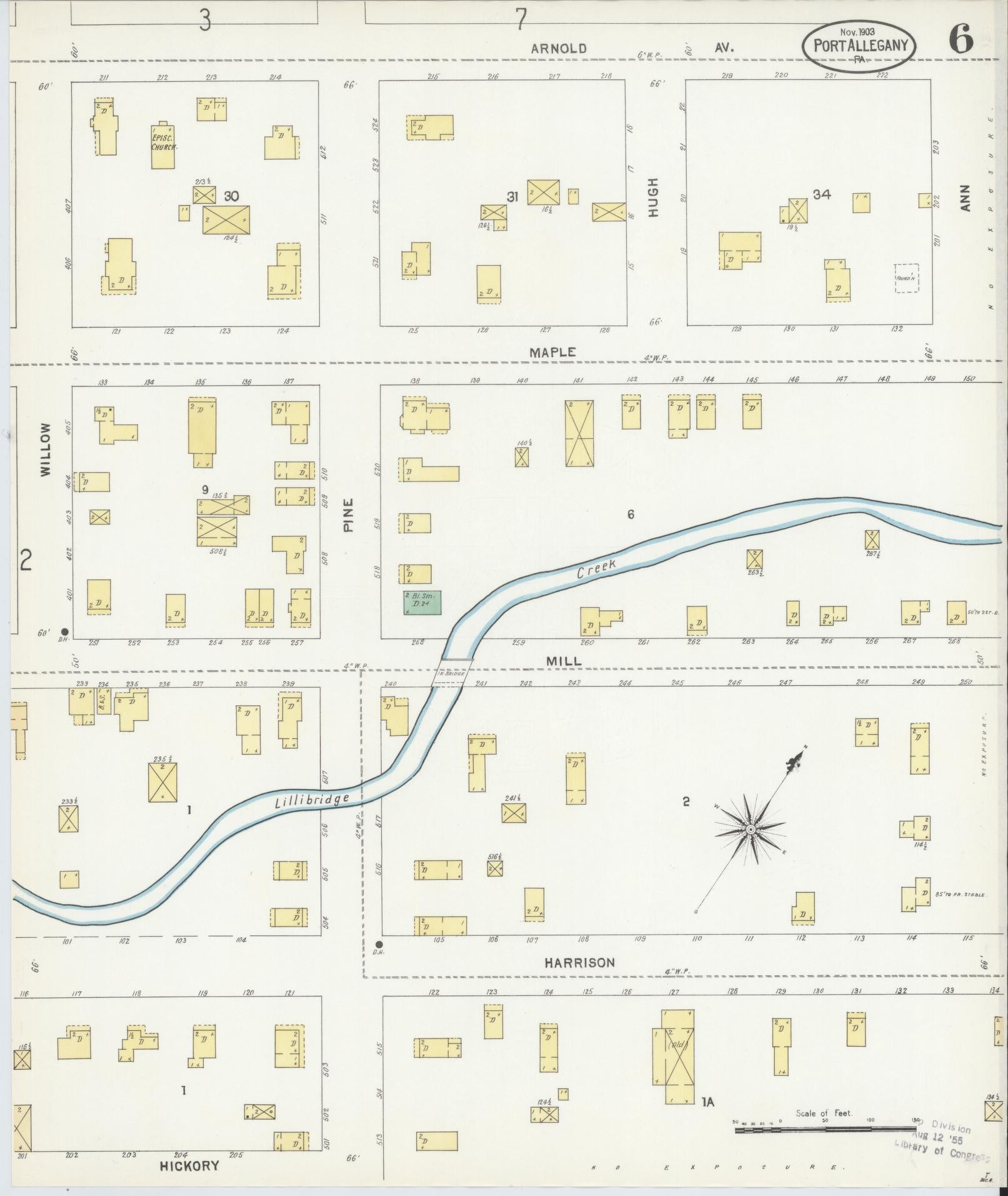 Sanborn Fire Insurance Map from Port Allegany, McKean County, Pennsylvania (1903), Sheet #0006 - Complete Map Set gallery image, historic Sanborn map, vintage wall art, Pennsylvania Pennsylvania