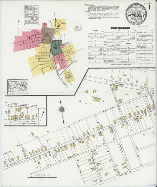 Sanborn Fire Insurance Map from Weatherly, Carbon County, Pennsylvania (1921), Sheet #0001 - Complete Map Set gallery image, historic Sanborn map, vintage wall art, Pennsylvania Pennsylvania