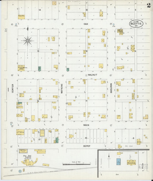 Sanborn Fire Insurance Map from Beattie, Marshall County, Kansas (1901), Sheet #0002 - Historic Sanborn Fire Insurance Map Print, vintage old map wall art, antique decor, genealogy gift, Kansas Kansas map
