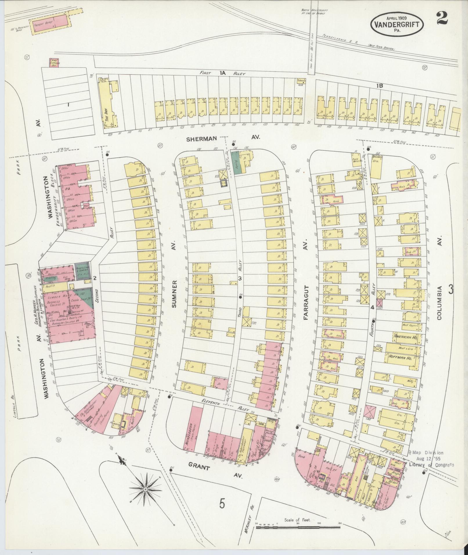 Sanborn Fire Insurance Map from Vandergrift, Westmoreland County, Pennsylvania (1909), Sheet #0002 - Complete Map Set gallery image, historic Sanborn map, vintage wall art, Pennsylvania Pennsylvania
