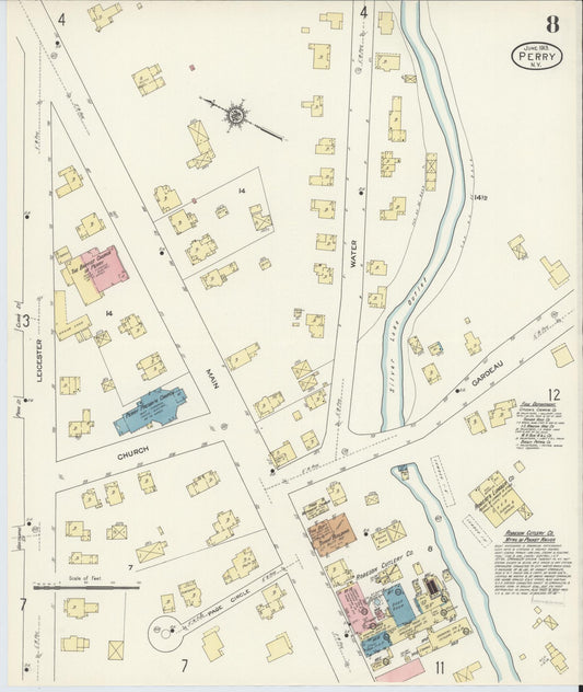 Sanborn Fire Insurance Map from Perry, Wyoming County, New York (1913), Sheet #0008 - Historic Sanborn Fire Insurance Map Print, vintage old map wall art, antique decor, genealogy gift, New York New York map