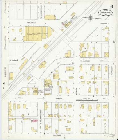 Sanborn Fire Insurance Map from Crown Point, Lake County, Indiana (1910), Sheet #0006 - Complete Map Set gallery image, historic Sanborn map, vintage wall art, Indiana Indiana