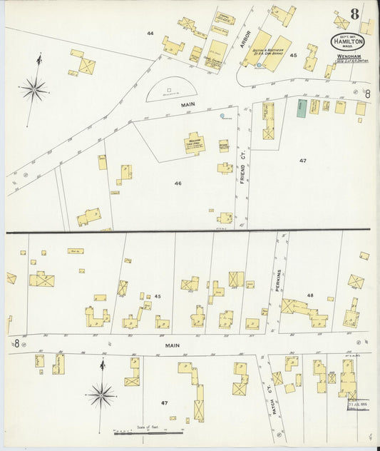 Sanborn Fire Insurance Map from Hamilton, Essex County, Massachusetts (1907), Sheet #0008 - Historic Sanborn Fire Insurance Map Print, vintage old map wall art, antique decor, genealogy gift, Massachusetts Massachusetts map